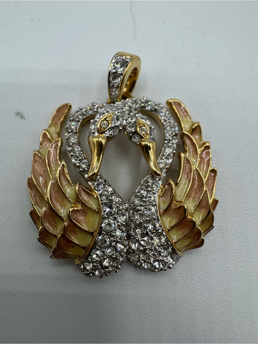 Rhinestone Swans Intertwined Love Birds Nolan Miller Pendant